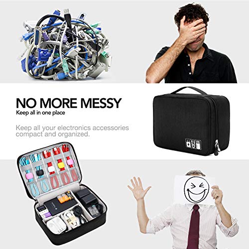Electronic Organizer Large Travel Cable Organizer Bag Electronic Accessories Storage Case for Hard Drives, Cables, Phone, USB, SD Card, Gifts for Him/Her