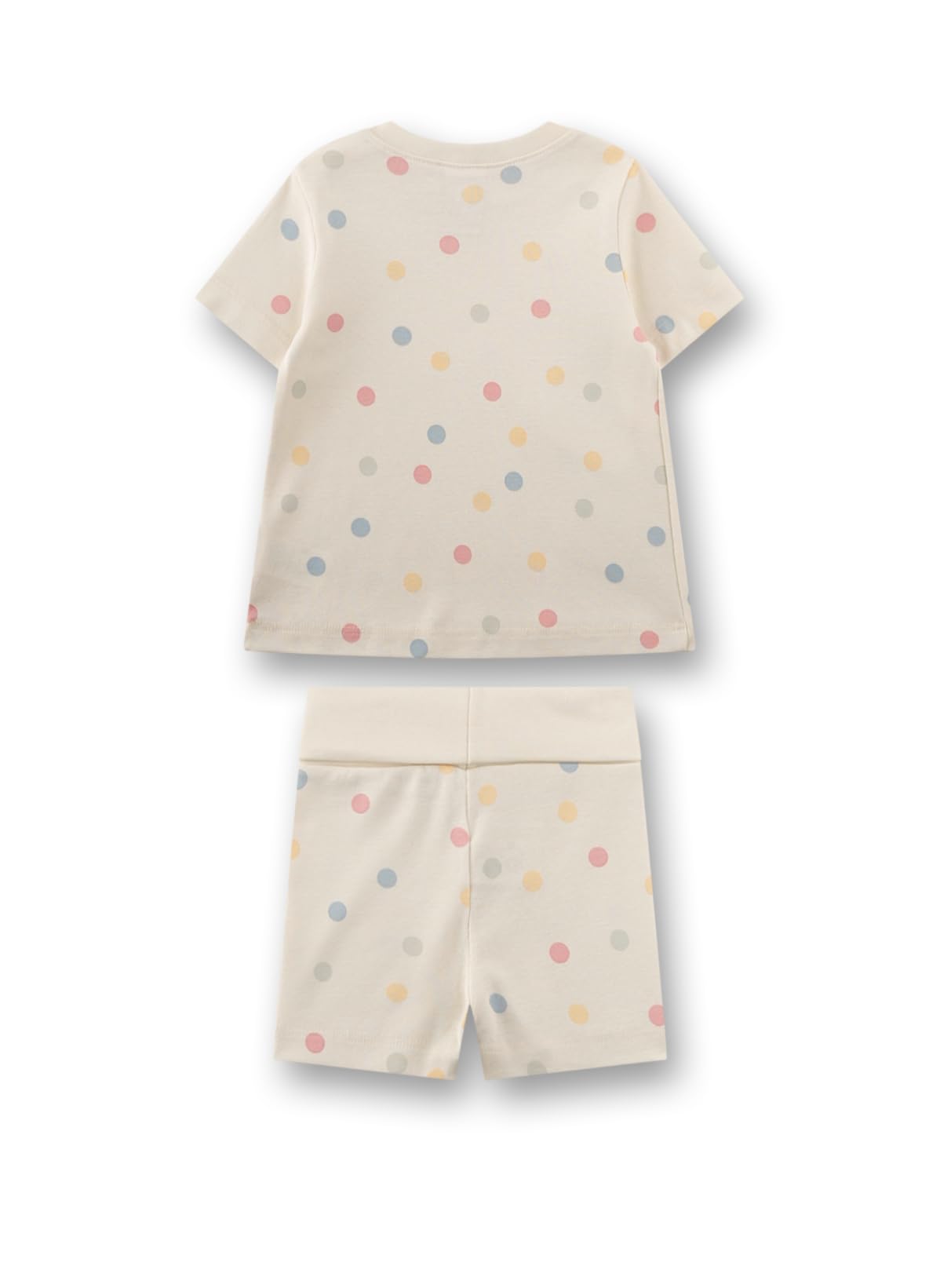 Sanetta Mädchen-Schlafanzug kurz beige Bunte Dots | Nachhaltiger und bequemer kurzer Schlafanzug aus 100% Bio-Baumwolle für Mädchen.