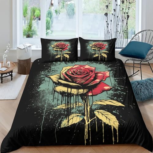 Housse de couette roses anciennes en microfibre premium effet 3D relief - 2