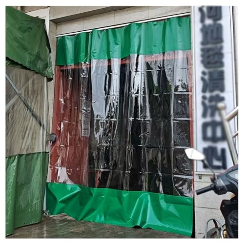Cortina de vinilo para exteriores con lona transparente, resistente al agua, divisor de garaje, ideal para estaciones de lavado de coches (verde, 2,8 x 4 m)