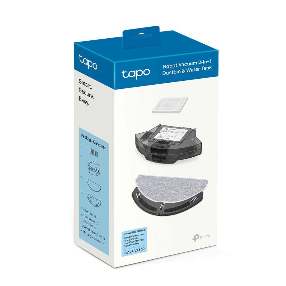 Tapo RVA500 Original Ersatzset für Tapo RV20/RV30 Serie, Staubbehälter & Wassertank, Wischtuch Ersatz-Set und HEPA-Filter