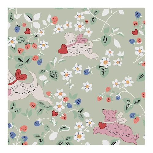 Image of Graham & Brown Cath Kidston Puppy Dream Floral Sage Wallpaper | Sage Floral Design | Paste the Wall | Eco-Friendly