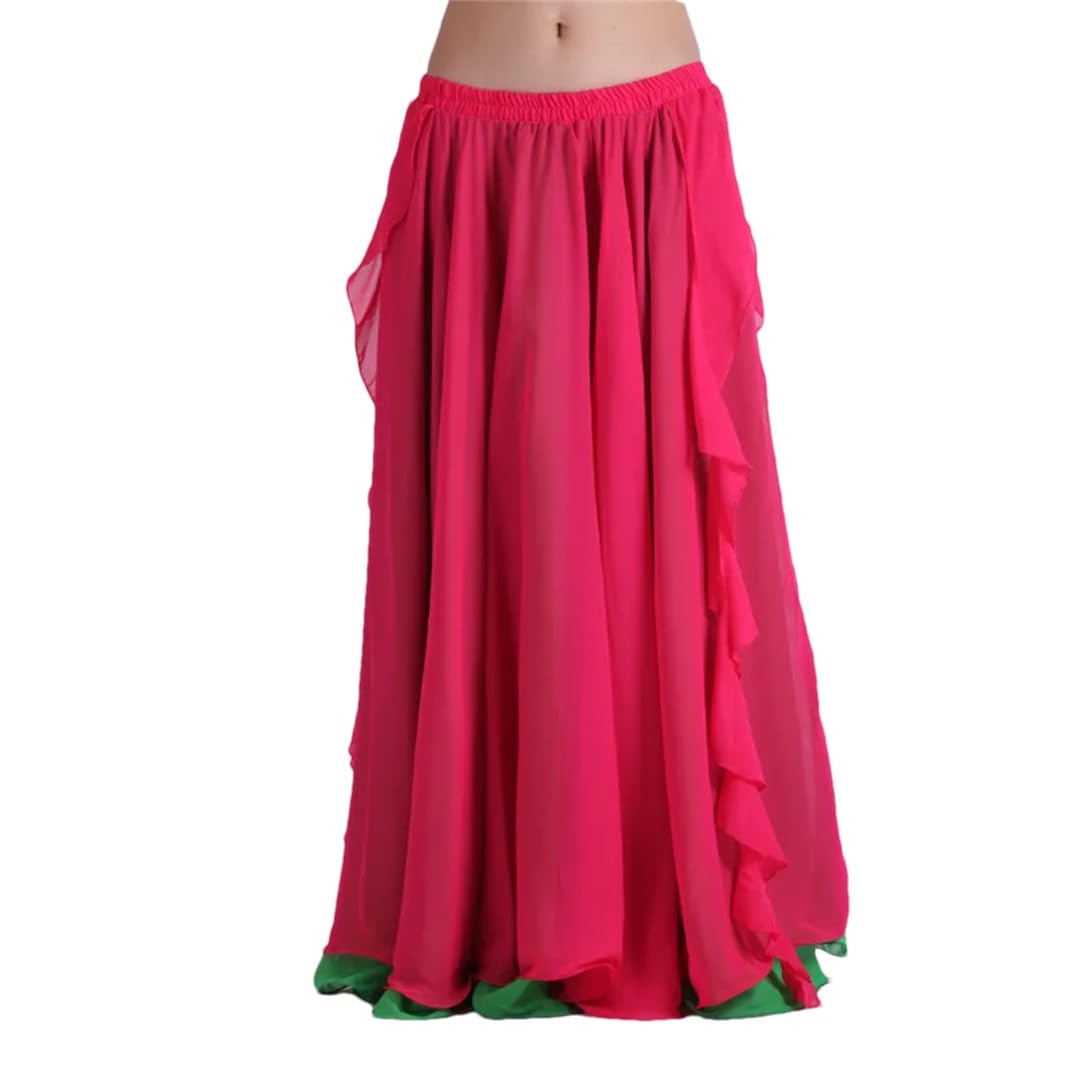 Gonne a Ruota Ampie e svolazzanti, Gonna Lunga da Donna, Danza del Ventre, con Spacco Laterale, Multicolore