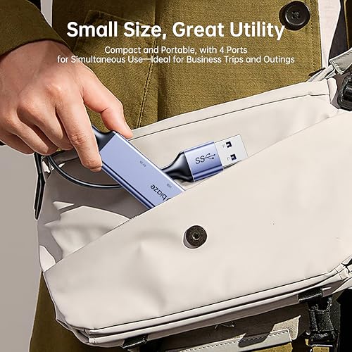 Biaze USB 3.0 4-Port Hub with Dedicated 5V/2A Type-C Power Adapter | Stable External Power Supply | High-Speed 4-in-1 Hub for Laptops, Desktops, and Hard Drives, Featuring USB 3.0 High-Speed Transfer - Thumbnail 7
