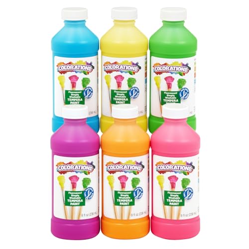 Colorations Paraben-Free Fluorescent Simply Washable Tempera Paint-Set of 6