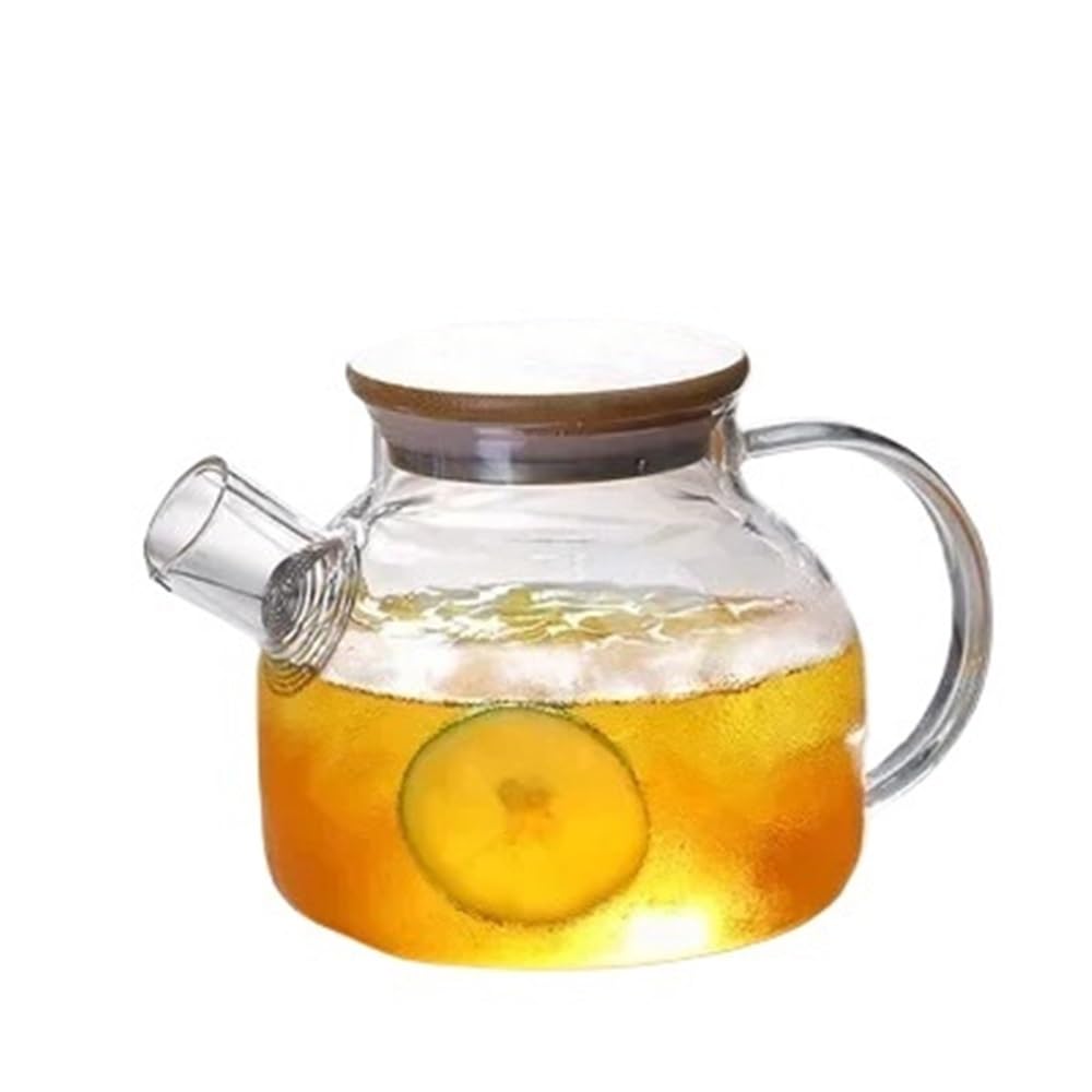 Jarra de Agua Jarra de Vidrio borosilicato Transparente 1,8 l, Tetera Grande, for Bebidas frías/Calientes y Leche