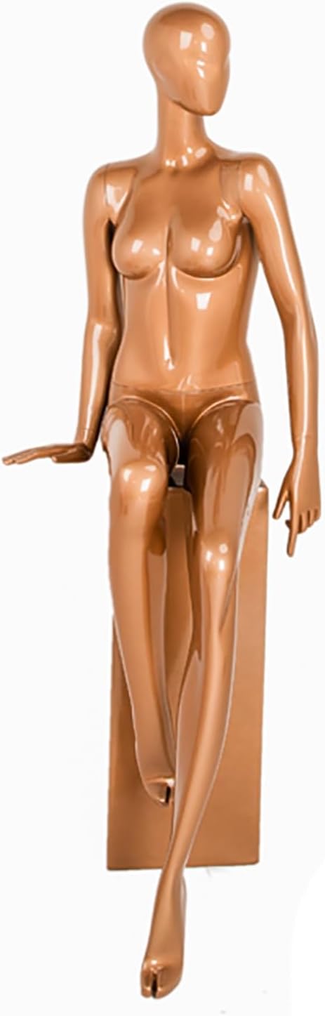 Realistic Full Body Mannequin for Clothing Display, Female Torso Dress Form Dummy Rack, Ideal for Underwear & Fashion Showcase, Elegant Gold Finish