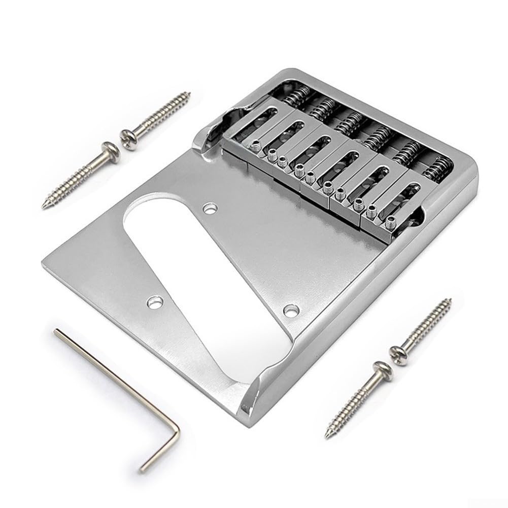 Guitarra de latón para puente para guitarra acústica de 6 cuerdas, sillín ajustable asimétrico para estilo tl 104 x 78 mm (negro)