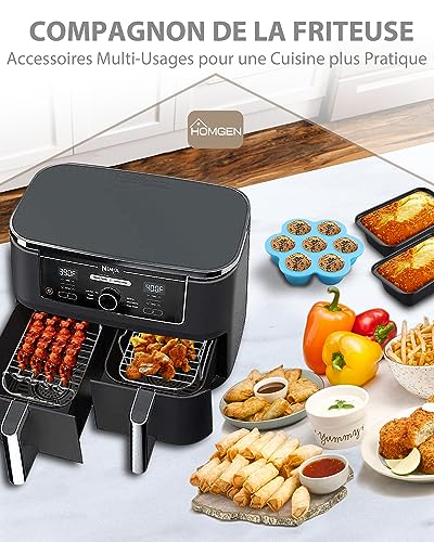 Panier Double Friteuse à Air Grille Acier Inoxydable pour Manque d'Espace Cuisson 8l-9.6l