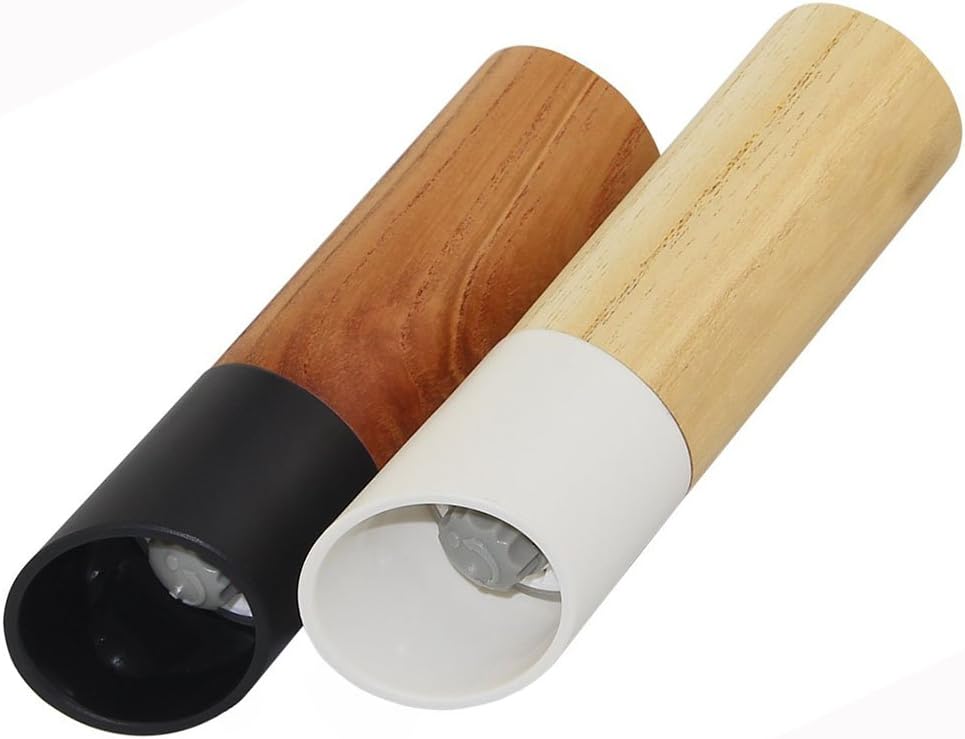 Salt and Pepper Mills Set Shakers with Ceramic Adjustable Grinders as Christmas Gifts (Wooden Set)