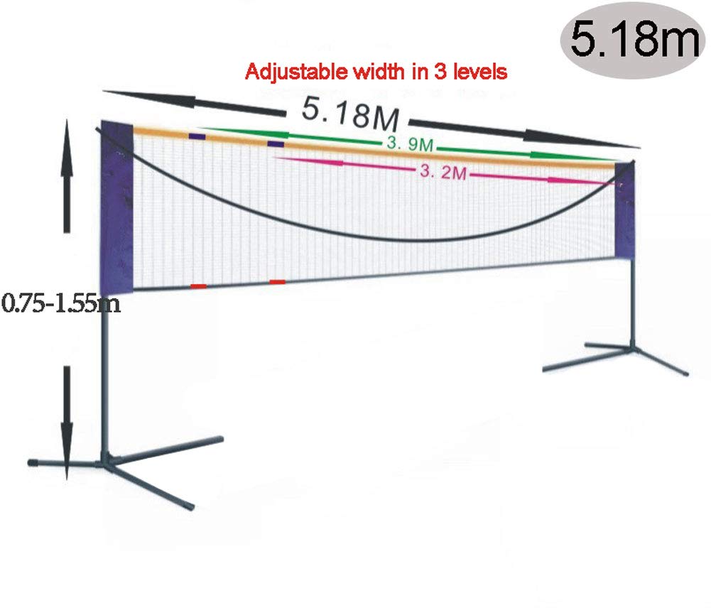APOE Rete Badminton 5metri/6metri Portatile, Rete Pallavolo da Giardino, Pieghevole, Regolabile in Altezza e Larghezza, Facile da Installare per Interni ed Esterni