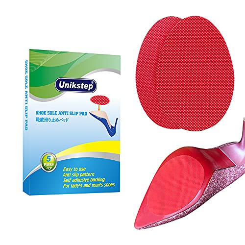 Unikstep Lot de 5 paires de patins antidérapants pour semelles de chaussures, patins autocollants en caoutchouc, protection du sol et réduction des bruits de...