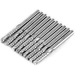 Bordado Cnc MLMLH Juego de Fresas de Extremo de 10 Piezas, Conjunto de cortadores de fresado de Brocas de Molino CNC Fresa de Extremo helicoidal de carburo de tungsteno de vástago de 4 mm de un Solo Borde