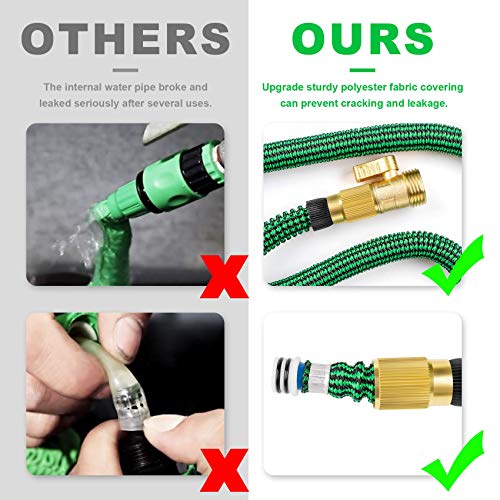 Vezane Garden Hose 100ft, Water Hose with 10 Function Nozzle and Durable 4 Layers Latex, Lightweight Expandable Hose for Garden Watering, No-Kink Flexible Hose for Car Washing - Thumbnail 2