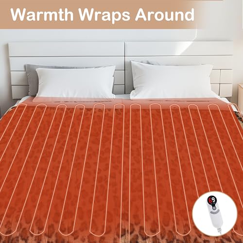 Electric Heated Blanket Throw Size 50" x 60", Super Cozy Soft with 6 Heating Levels & 3 Hours Auto Off, Soft & Comfort, Machine Washable, Home Office Use, Brown Leopard Print