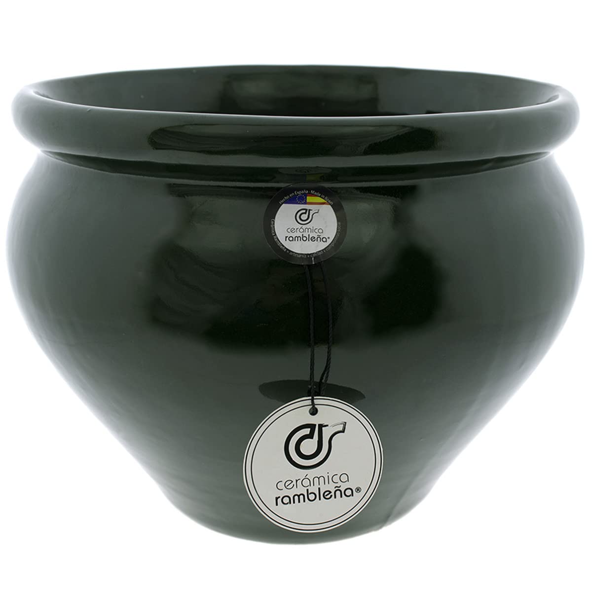 Ceramika RAMBLEÑA | Czerwone doniczki błotne | Doniczki dekoracyjne | Garnki ceramiczne | Doniczki zewnętrzne | Doniczka kokosowa - zielony - D131 | Dekoracja 100% ręcznie robiona | 26x26x20 cm