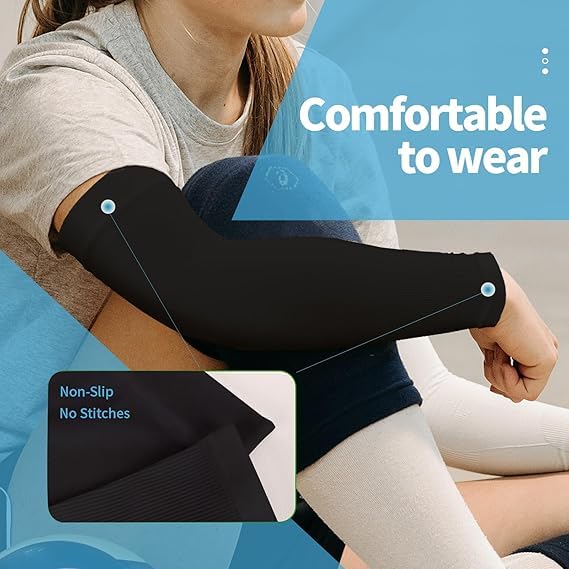 Image of Luminex Commerce Cooling Arm Sleeves for Men & Women, UV Sun Protection Hand Sleeves, Cricket, Motorcycle, Golf