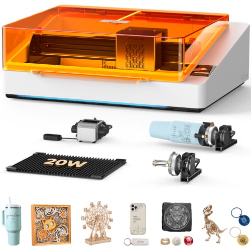 Image of TOOCAA NOVA 20W Smart Laser Engraver, 5MP AI Camera Positioning, Auto Focus, 360 Rotary Kit /Air Assist, AI Material Recognition, Laser Engraving Machine for Tumblers Wood Acrylic Metal Jewelry