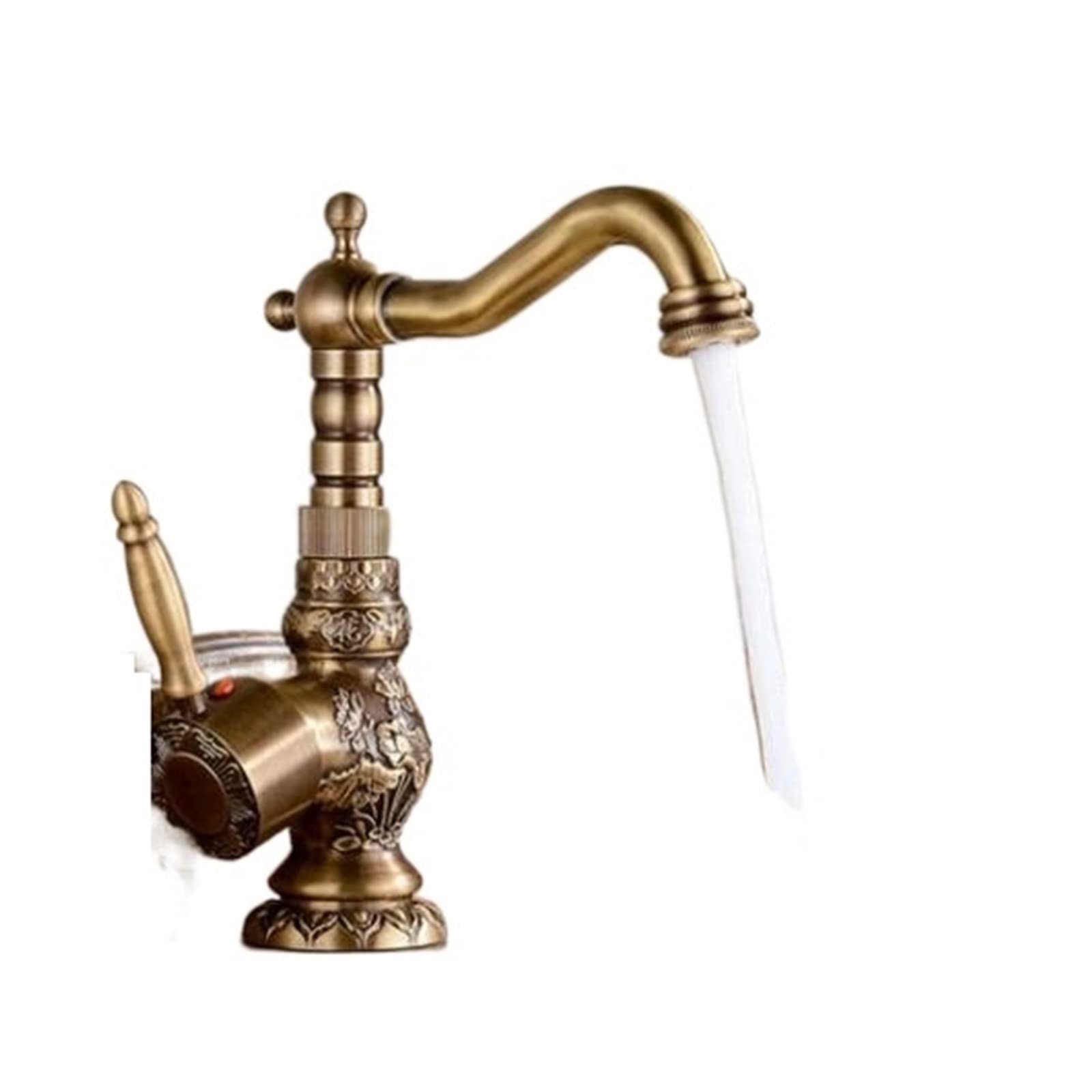 Mitigeur sculpté en laiton mitigeur cuisine rétro avec bec rotatif lavabo