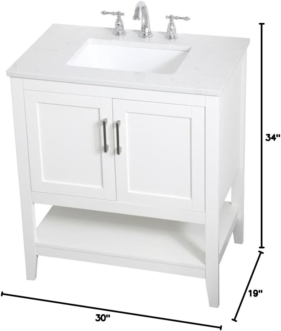 30 Inch Single Bathroom Vanity in White, 714647