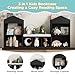 MHOM 68.9“ Kids Bookshelf with Reading Nook, Toy Storage Organizer with Seat Cushion and 7 Storage Cubbies, Wooden Kids Bookcase, Toy Organizers for Nursery, Playroom, Black