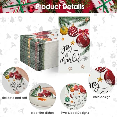 Horaldaily 100 Christmas Disposable Paper Decorative Guest Napkins, Xmas Balls for Party Lunch Dinner Kitchen Bathroom Decoration – Image 6