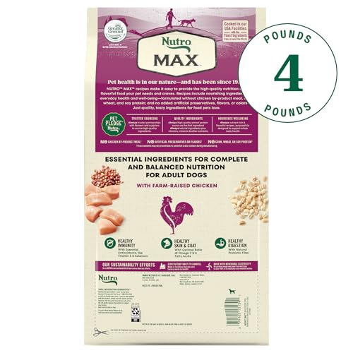 Image of Nutro Max Adult Recipe Dry Dog Food, Farm-Raised Chicken, 4 lb