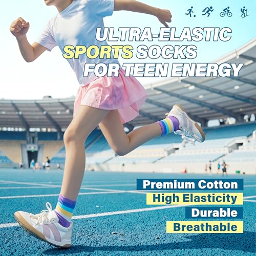 Image of ANTSANG Kids Boys Girls Athletic Cotton Socks,6 Pairs Youth Teen Crew Socks