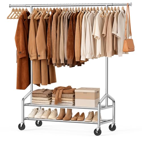 WATIOWL Heavy Duty Clothes Rack, Rolling Clothing Rack Load 650 LBS for Hanging Clothes with...