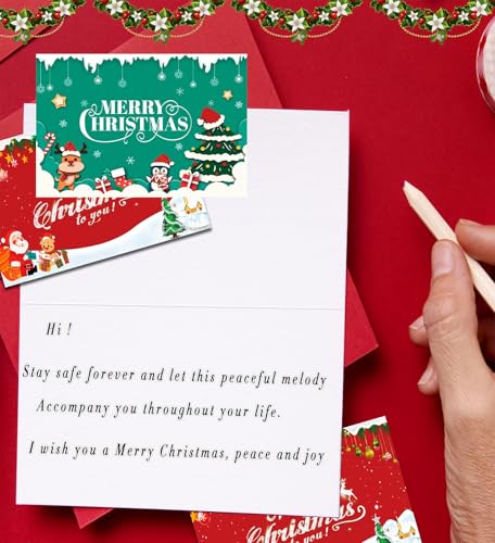 مجموعة بطاقات معايدة لعيد الميلاد مع أظرف، بطاقات بريدية لعيد الميلاد، بطاقات معايدة لعيد ميلاد سعيد، بطاقات خيرية للعائلة والأطفال والأصدقاء، عبوة متعددة، 6 تصاميم مختلفة لشجرة عيد الميلاد، 12 قطعة