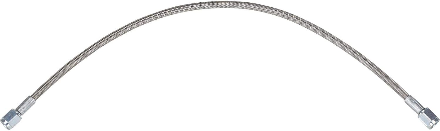 Speedway Motors 18 Inch Braided Stainless Steel -3 AN Brake Line Kit with 7/16-20 Banjo Bolts, 3/8-24 Inverted Flare Adapters, Retaining Tabs and Crush Washers for Dual Calipers