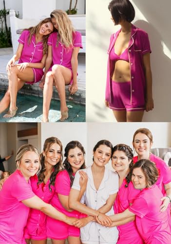 Image of SWOMOG Womens Button Down Pajamas Set Short Sleeve Sleepwear Bride Soft Pj Lounge Sets XS-3XL