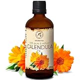 Aceite de Caléndula 100ml - Calendula Officinalis - 100% Puro y Natural - Botella de Cristal - Aceite Base - Cuidado Intensivo para el Rostro - Cabello - para la Piel Todo el Cuerpo