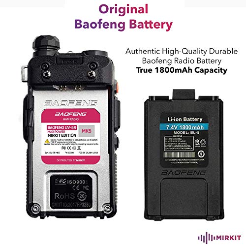 Mirkit Radio Baofeng Uv5R Mk5 8 Watt Max Power With Neck Strap Lanyard Mirkit Ham Radio Operator For Your 2 Way Radio & 1800 Mah Li-Ion Battery Pack And Mirkit Software #TOP4
