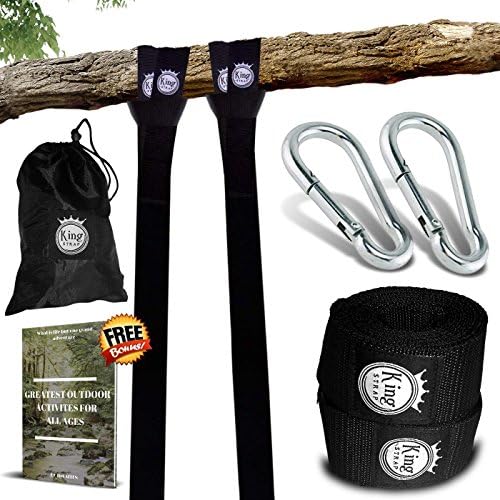 KingStrap Tree Swing Strap Hanging KIT - Two 10FT Straps, Hold 2500 lbs, Two Heavy Duty Carabiner, Free Bonus EBOOK, Easy Installation, 100% Waterproof, Carry Bag Included, Perfect Way to Swing