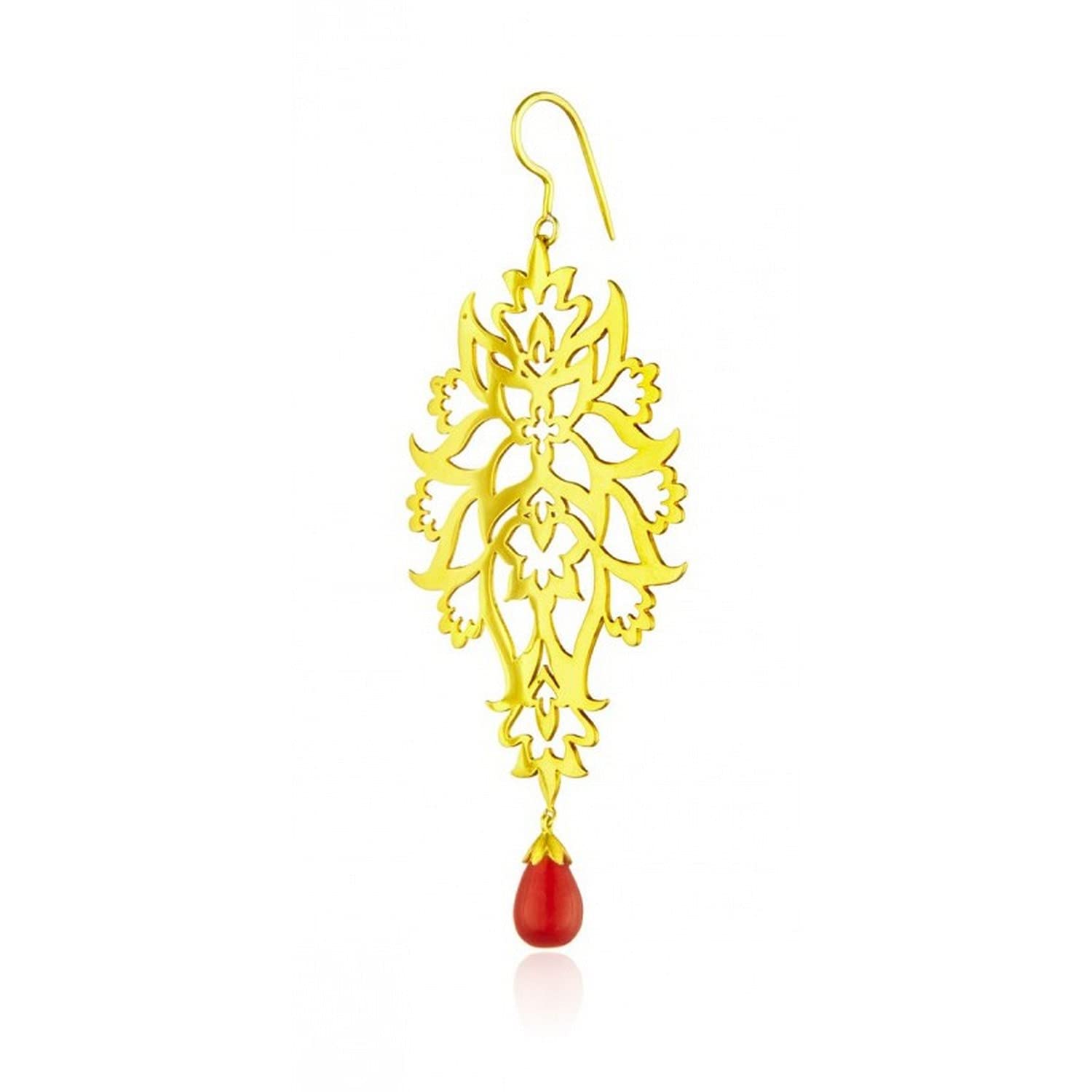 AhilyaJewels 92.5 Sterling Silver Gold Plated Flower And Leaf Pattern Byzantine Motifs Filigree Earrings For Women And Girl