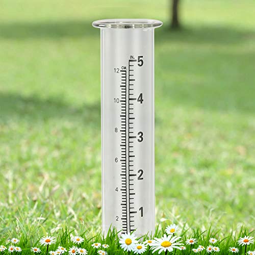 Rakumi Outdoor Rain Gauge 5 Inch Capacity, Glass Rain Gauge Replacement Tubes for Yard Garden Yard Outdoor,2 Packs