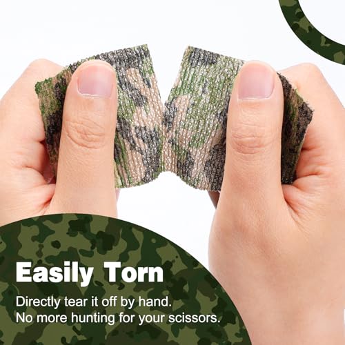 Image of AZEN 16 Pack Camo Self Adhesive Bandage Wrap, 2 inch X 5 Yards Elastic Cohesive Bandage Wrap, Athletic Tape, Vet Wrap, Ankle Tape, Tattoo Tape Wrap (Camo)