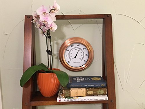 Bjerg Instruments 8" Copper Finish Decorative Indoor/Outdoor Patio Wall Thermometer #TOP5