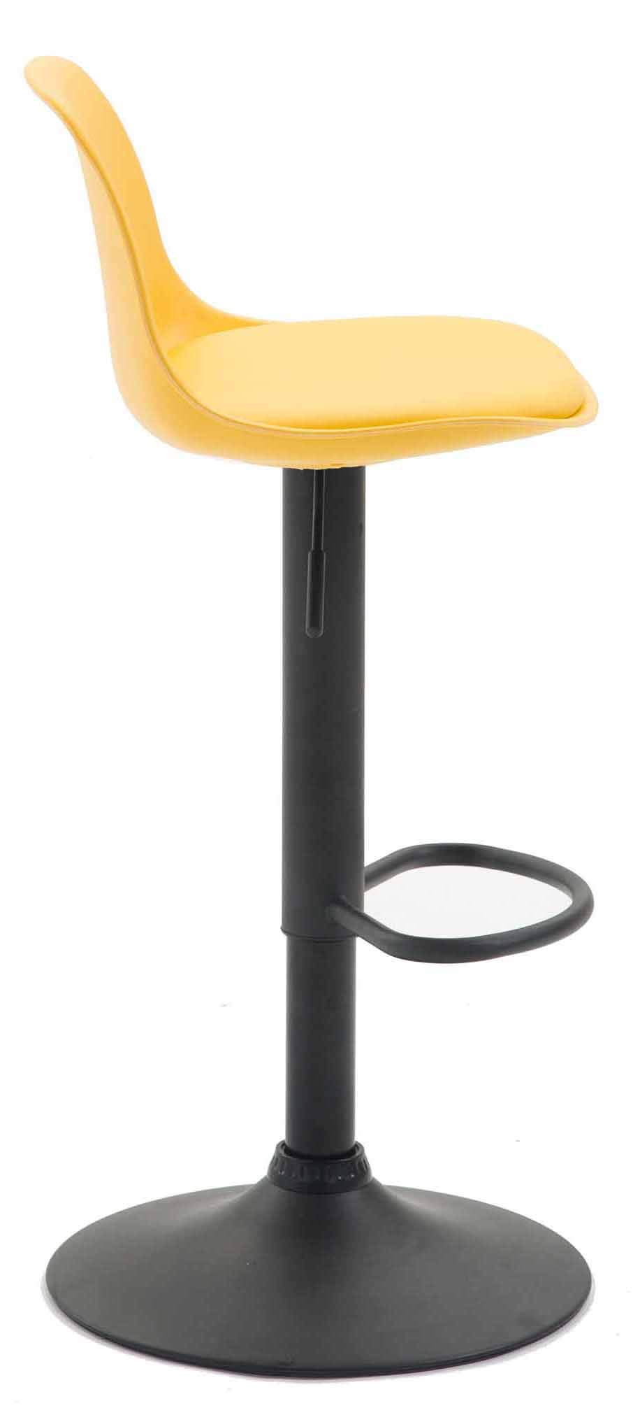 CLP Set 2 Sgabelli Design Kiel in Polipropilene E Similpelle I Coppia Sedie Bar Cucina Girevoli E Regolabili, Colore:Giallo, Colore del Telaio:Nero