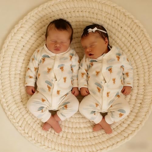 RXDOLL Reborn Babypuppen Zwillinge Silikon Ganzkörper 18 Zoll Realistische Babypuppe Zwillinge Mädchen Einschlafen Lebensechte Reborn Babys, die echt aussehen Vollsilikon Reborn Puppen Waschbar – Bild 3
