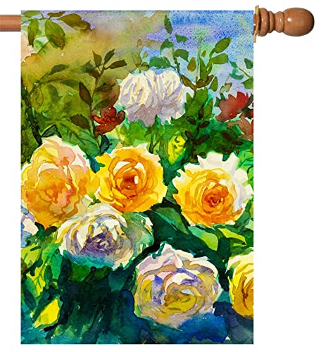 Txtains Watercolor Abstract Colorful Roses Flowers Spring Summer Art House Flag 28 X 40 Inch Double Sided Garden Yard Outdoor Banner Decor #TOP3