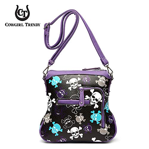 Sugar Skull Day of the Dead Cross Bone Rock Metallic Purse Skeleton Leather Purse Women Crossbody Handbag Shoulder Bag3