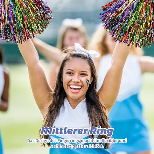 4 Cheerleader Pompons, Bunte Pom Poms für Cheerleading, Sportteams und Teamgeist Aktivitäten, Ideal für Cheerleader Kostüm und Auftritte