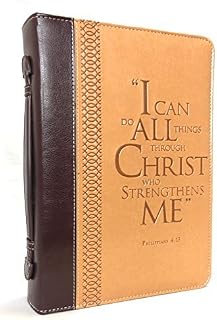 Burgundy/Tan Fashionable and Stylish Bible Cover, Large Two-Tone Bible Case Holy Book Protector