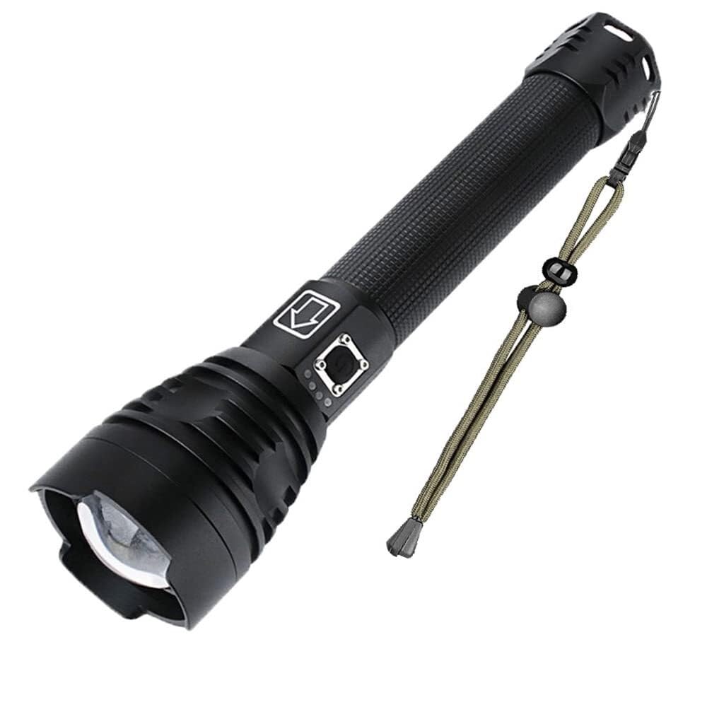 QFGVMXBWKZH Outdoor Waterproof LED Strong Light Flashlight,with Capacity Display,Telescopic Focusing Tactical Flash Light,for Hiking, Camping, Emergency(Including Battery)