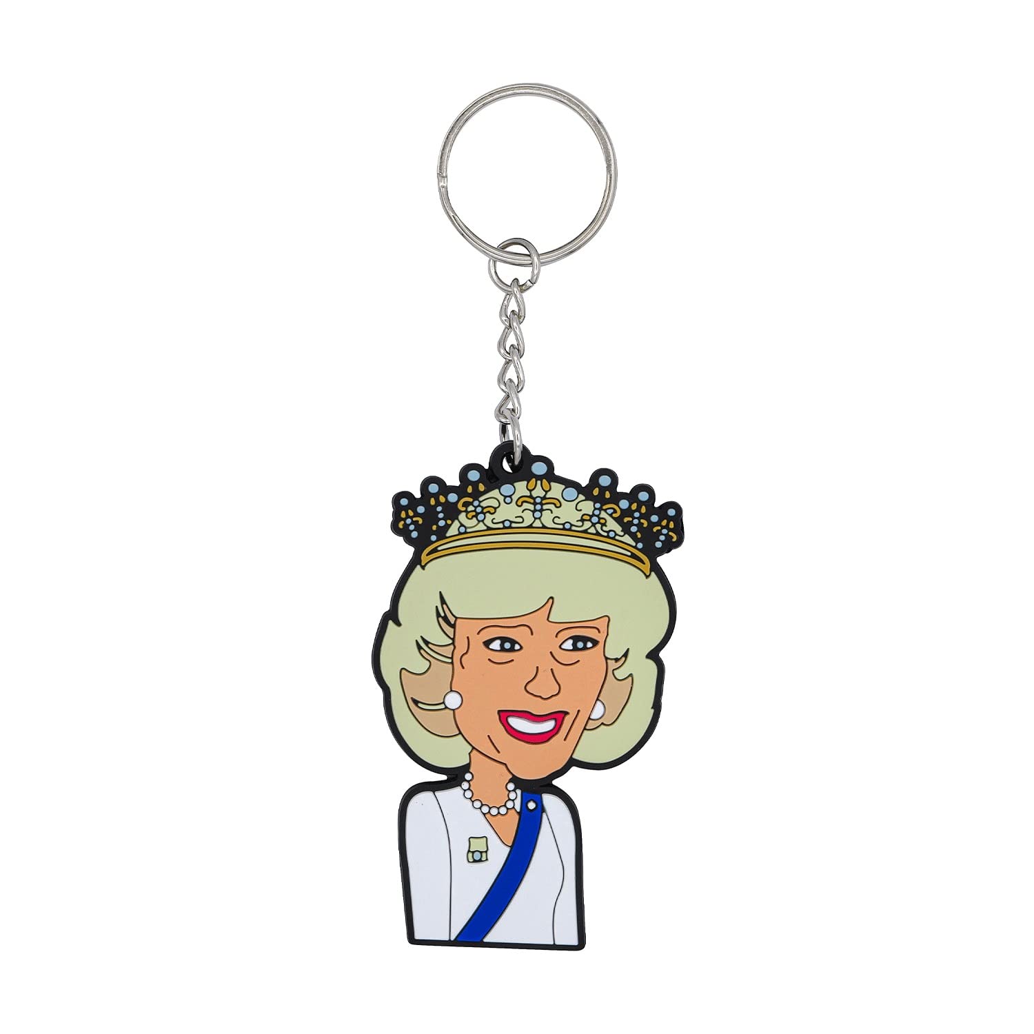 The London Toy CompanyQueen Camilla Rubberised Keyring with metal keychain - Great Royal Coronation gift to attach to keys, backpacks and luggage