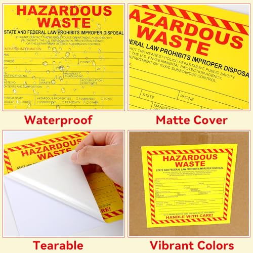 Étiquettes déchets dangereux gisgfim 15x15cm anti-erreur pour manipuler avec soin - 3