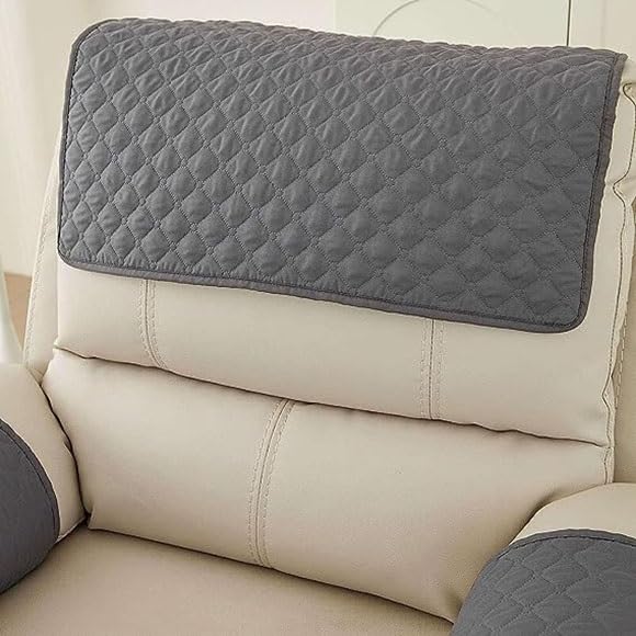 Baitang Armrest and Headrest Cover for Sofa Recliner Chair, Leather Couch - Nonslip Waterproof Protector (Dark Gray, 2-Seater) - Image 3