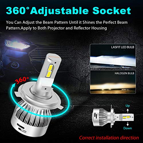 Lasfit H4 Hb2 9003 60W 6000Lm Led Bulbs Conversion Kit, 6000K Xenon White, Super Bright (2 Pcs) #TOP1